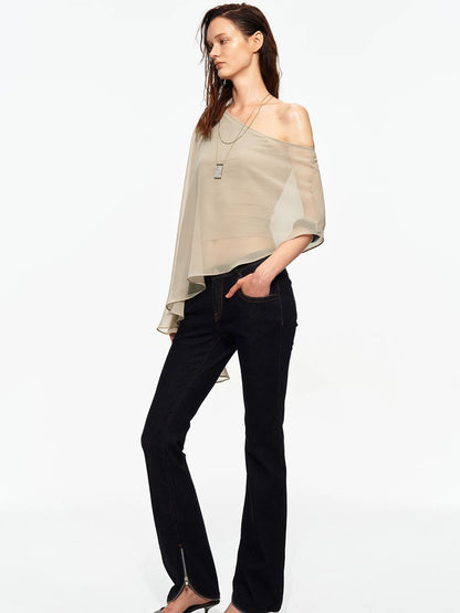 Zip Hem Straight Jeans