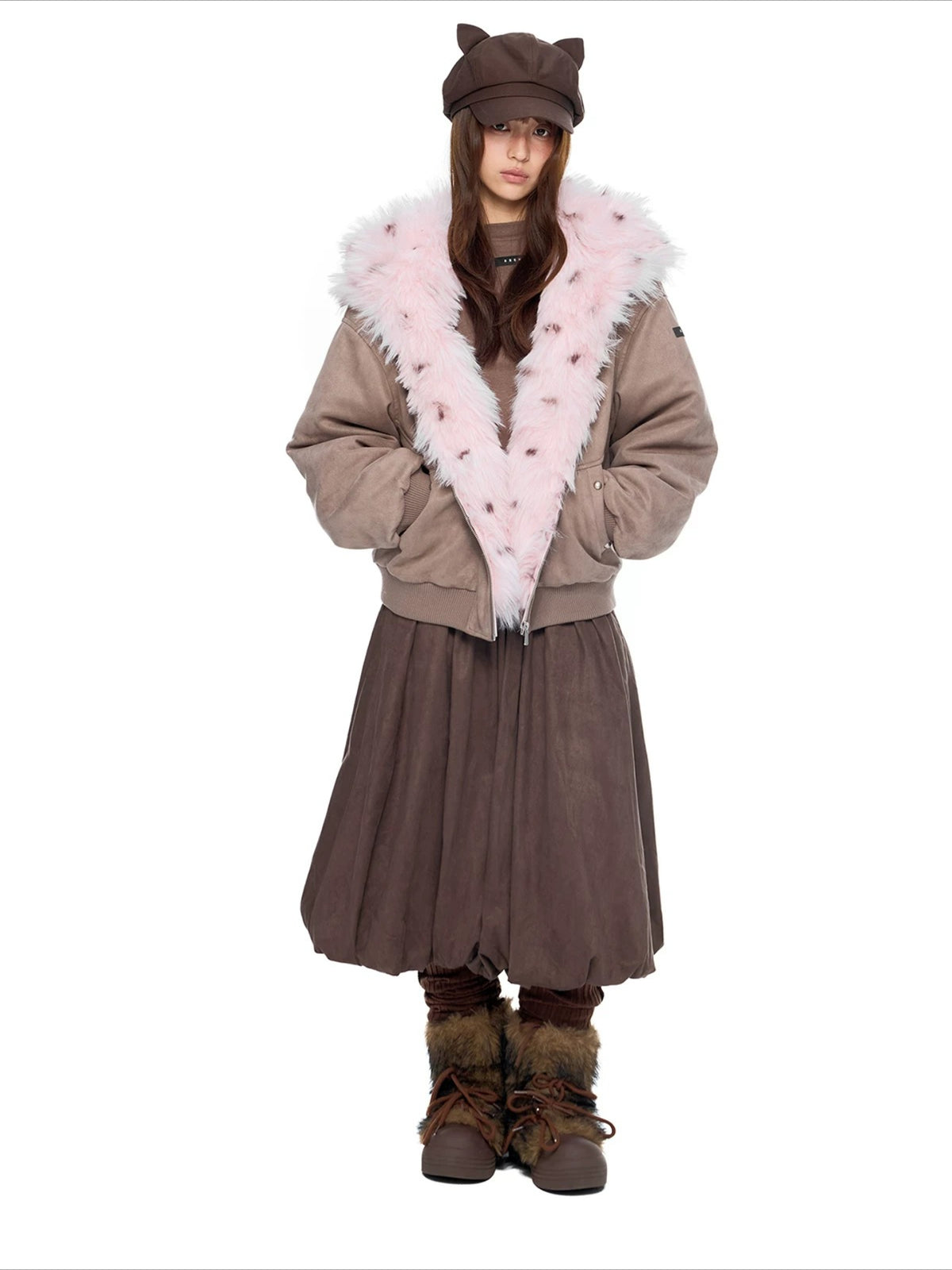 Faux Suede Cat Ear Jacket
