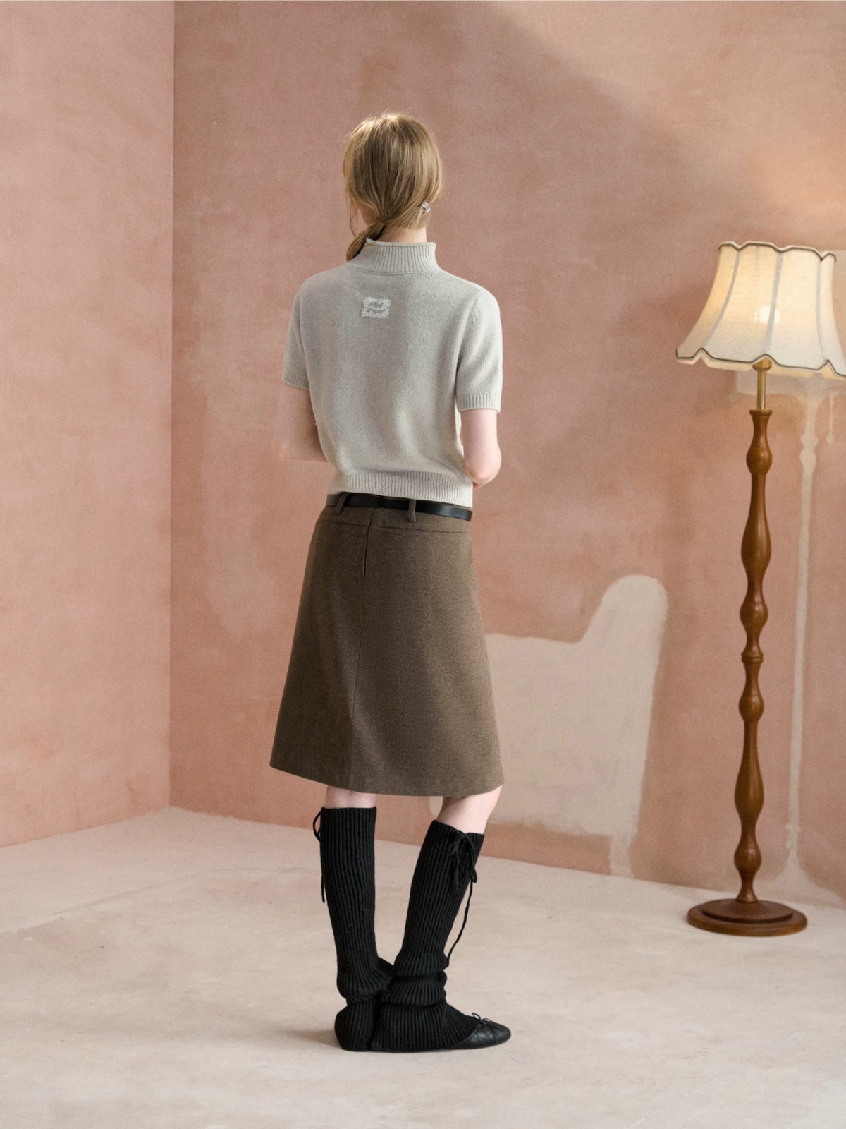 Vintage Minimal Pencil Midi Skirt