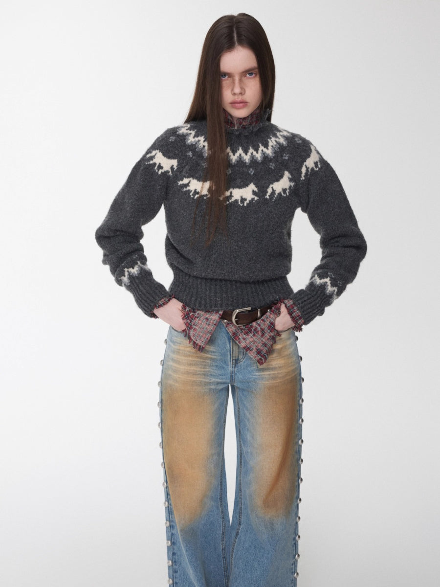 Washed Plaid Frayed-Edge Fitted Shirt