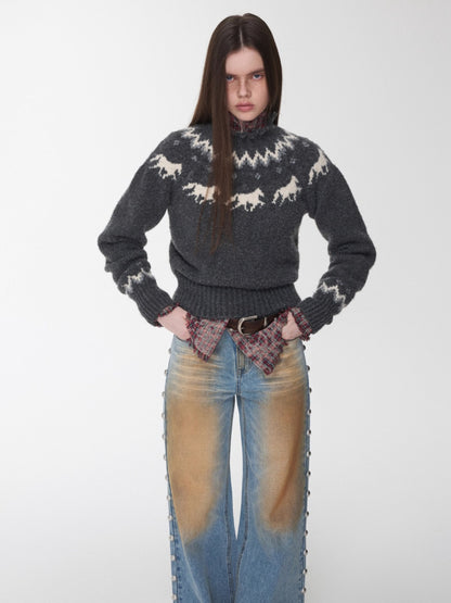 Washed Plaid Frayed-Edge Fitted Shirt