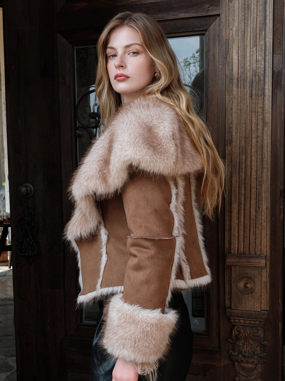 Mishka Faux Shearling Suede Cropped Jacket