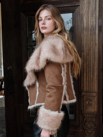 Mishka Faux Shearling Suede Cropped Jacket