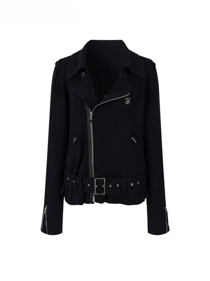 Black &amp; Off-white Heavy Zip Knit Jacket