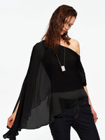 Asymmetric Chiffon Cape Top