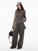 Detachable Skirt Panel Straight Leg Pants
