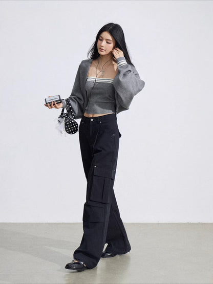 Pleated Cargo Wide Pants