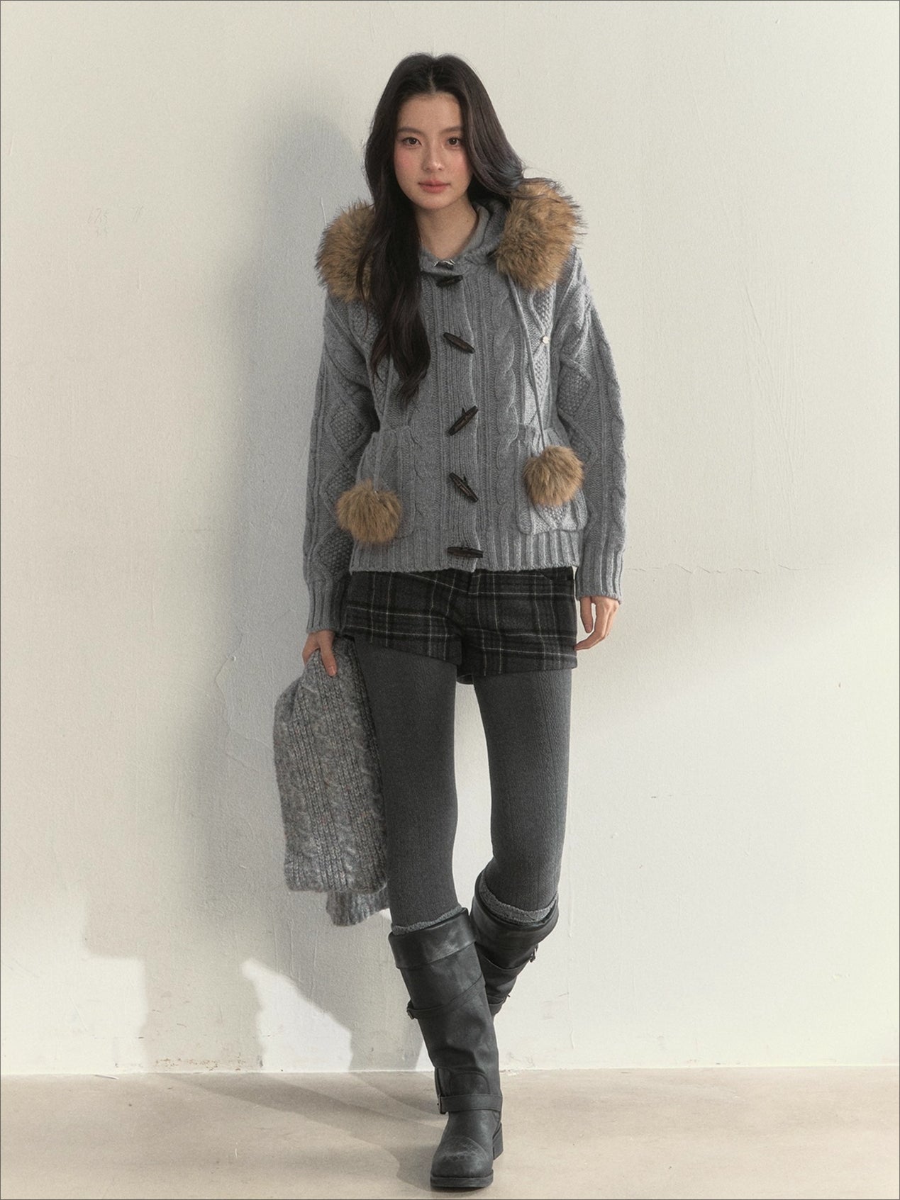 Wool Cable Hooded Sweater