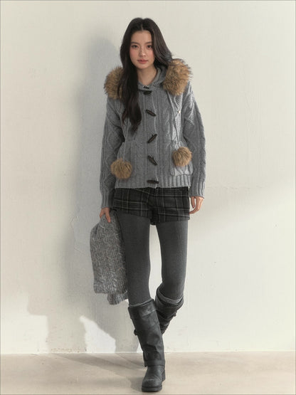 Wool Cable Hooded Sweater