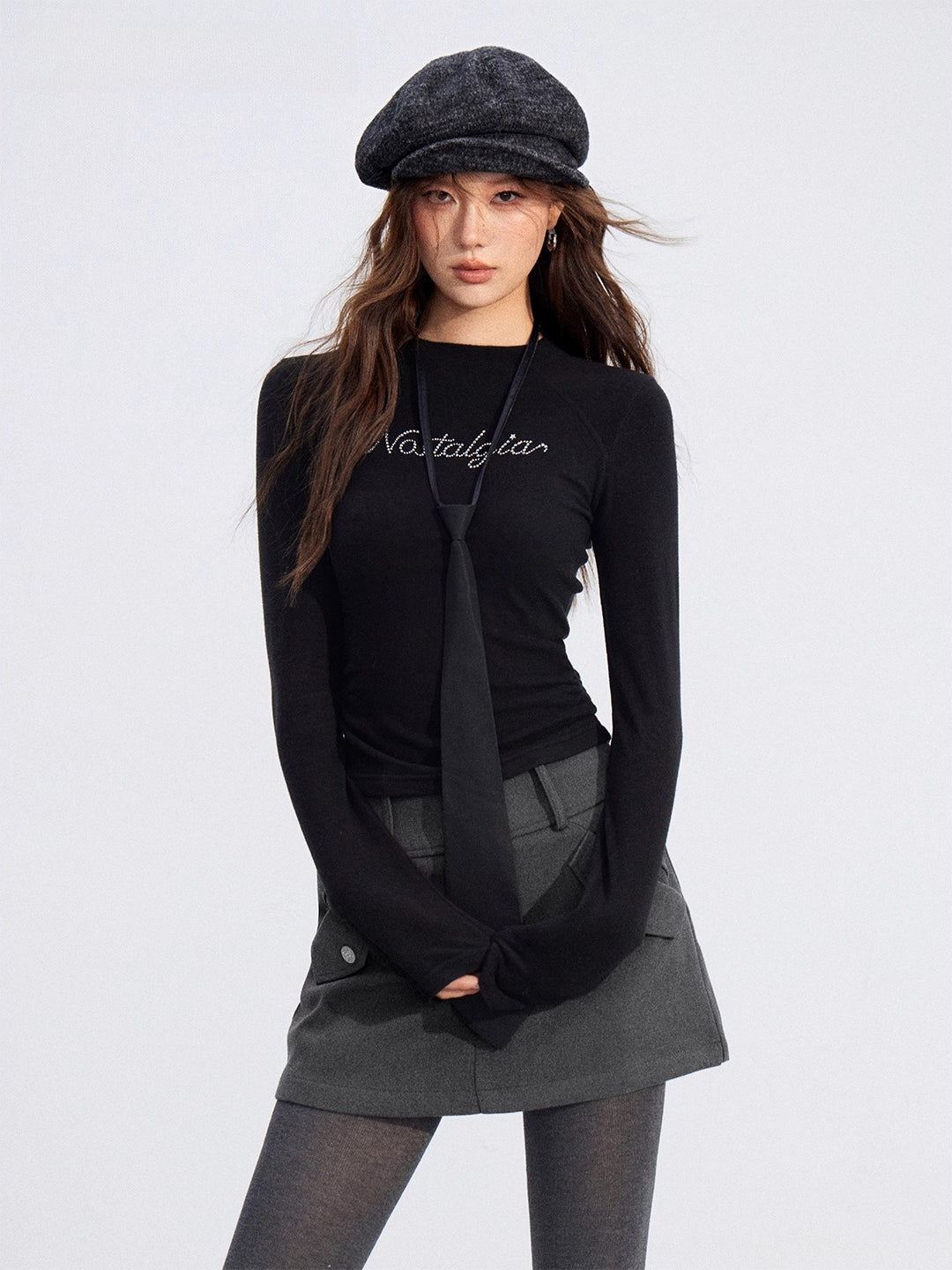 Rhinestone Fleece Knit Top