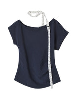Draped Lazy Asymmetric Shoulder Convertible Top Set