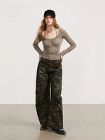Ruched Tie Long Sleeve Top