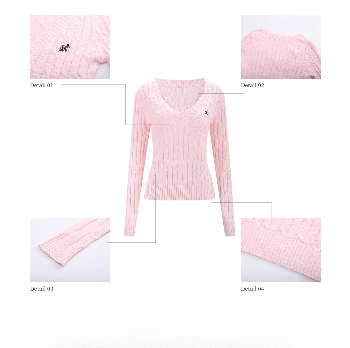 Pink V-Neck Knit Top