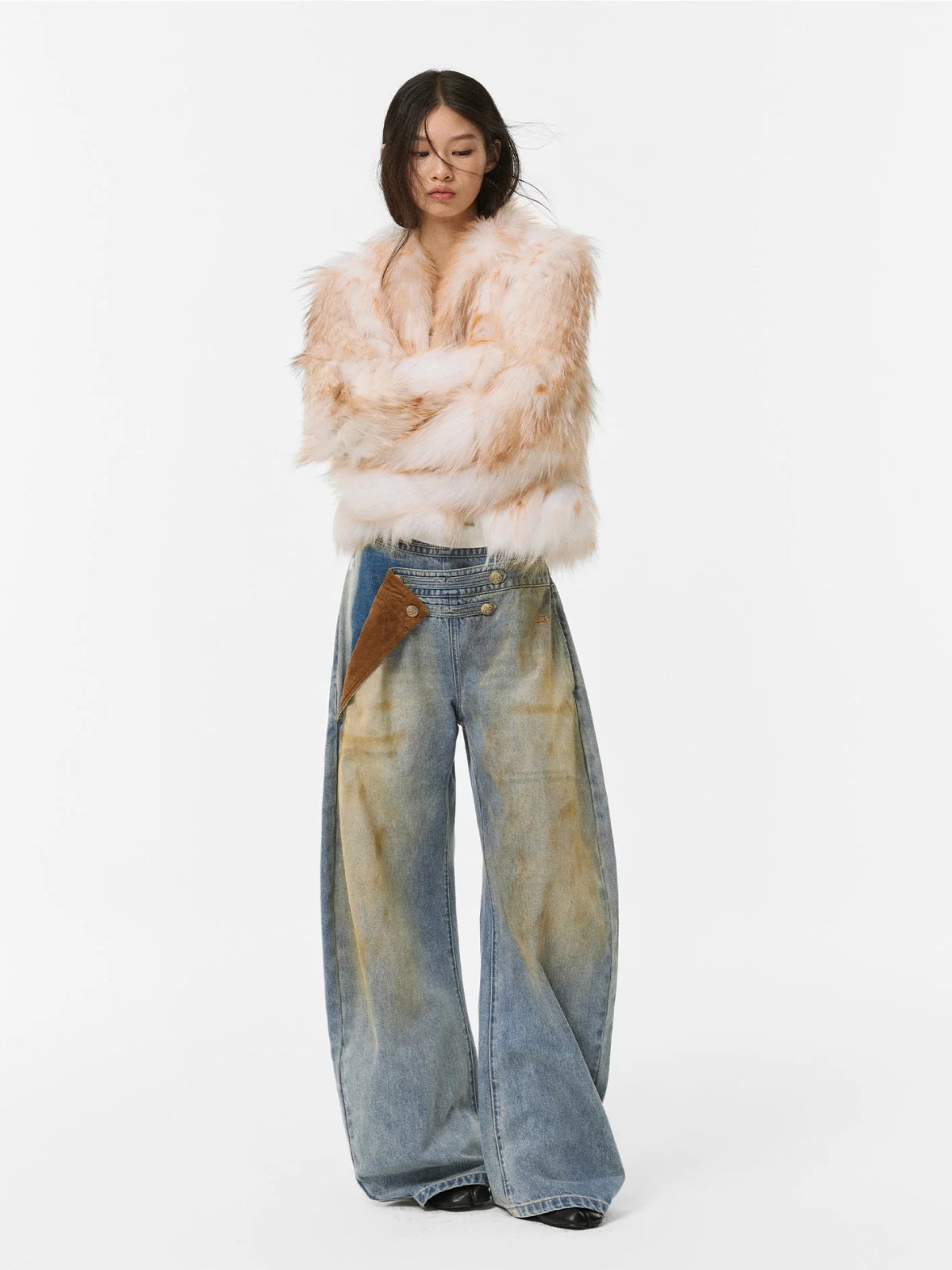 Napoleon Button Low Rise Barrel Jeans