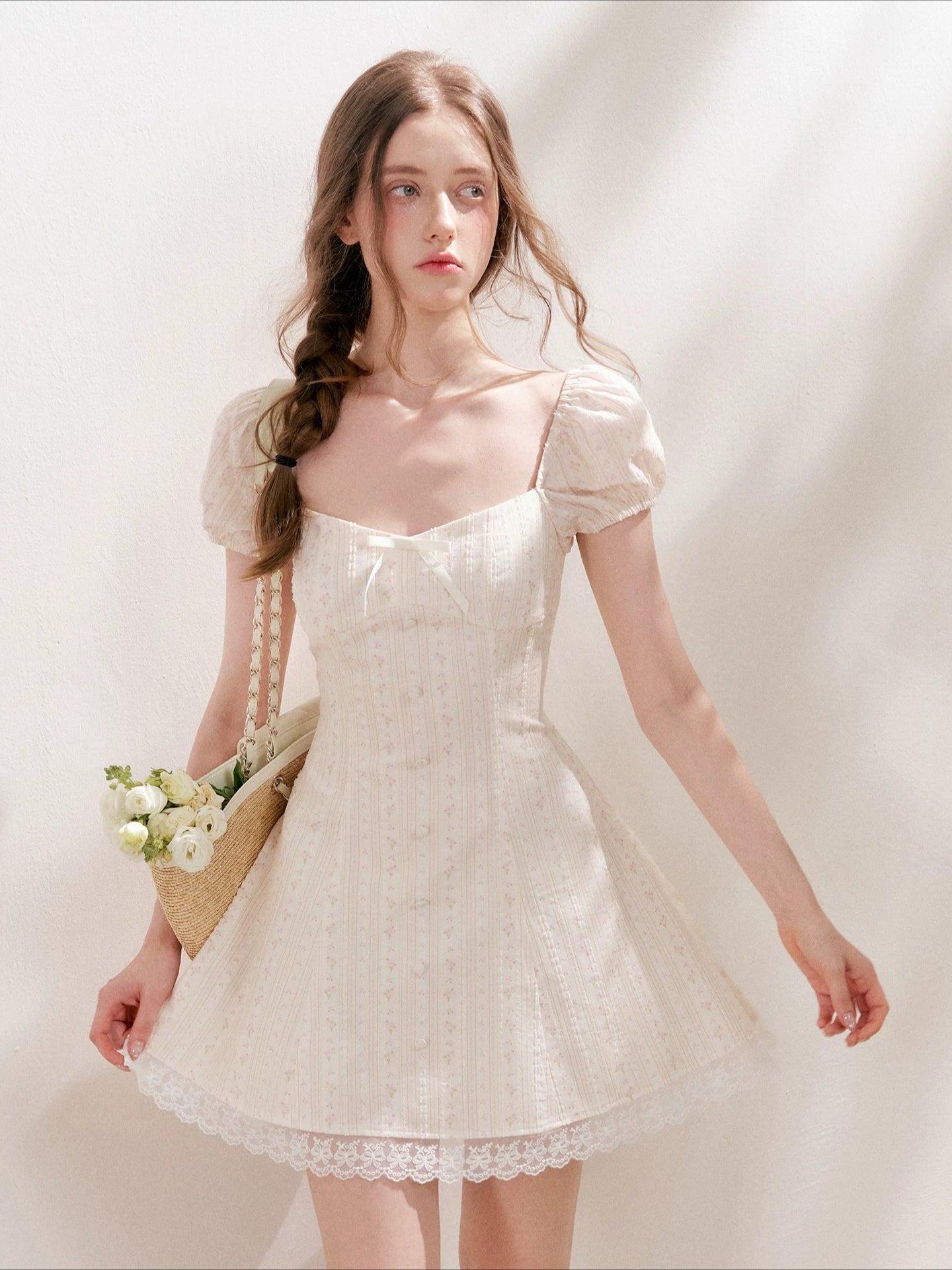 Pink Floral Lace Dress
