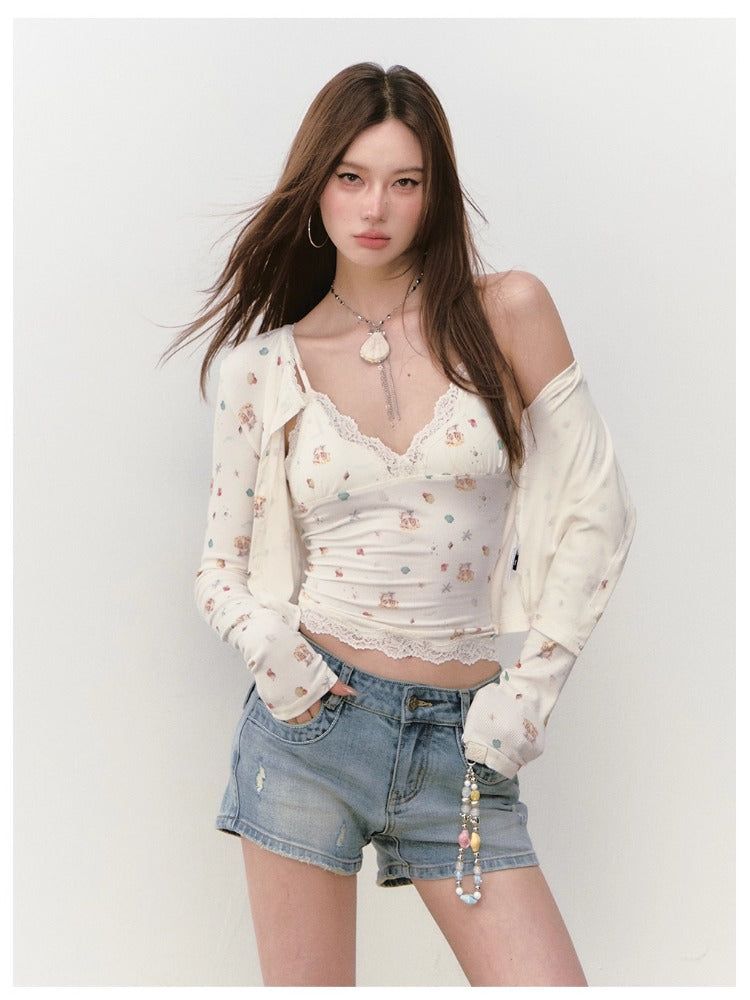 Rhinestone Embellished Denim Hotpants