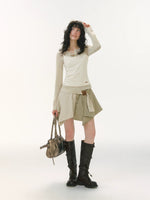 Vintage Plaid Asymmetric Skirt