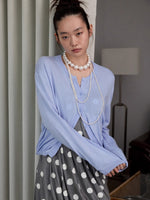 Solid Balloon Hem Wool Cardigan