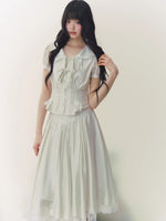 Lace Trim Blouse & Skirt Set