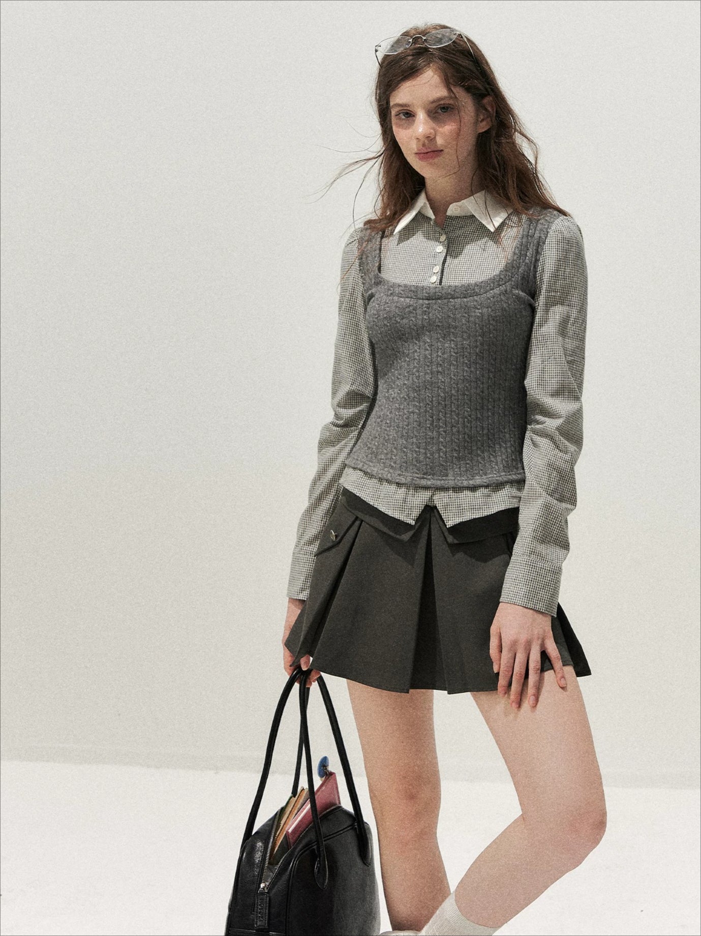 Cable Knit Vest Shirt