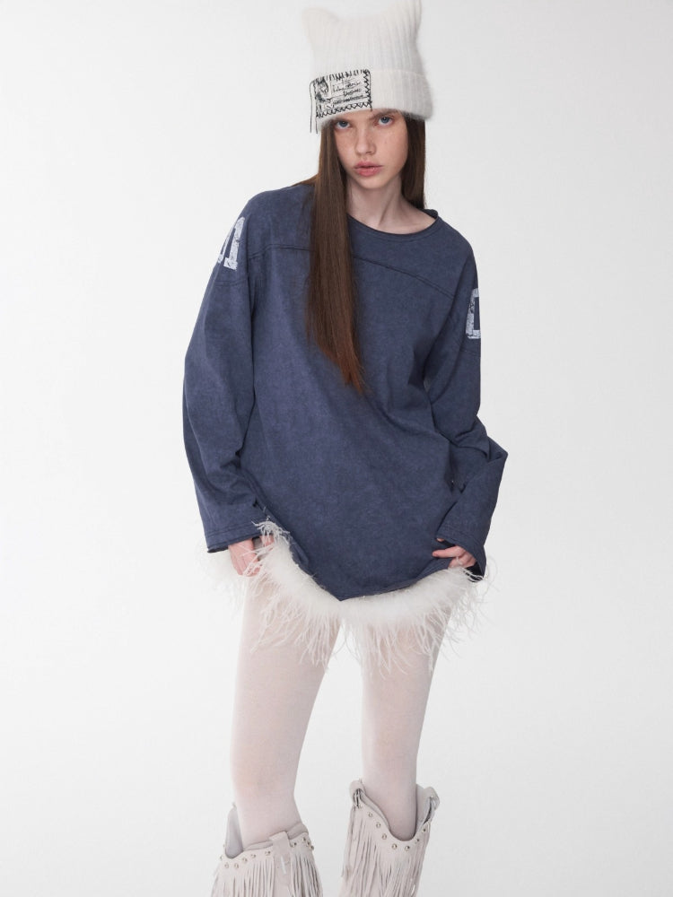 Football Rhinestone Long Sleeve Tee