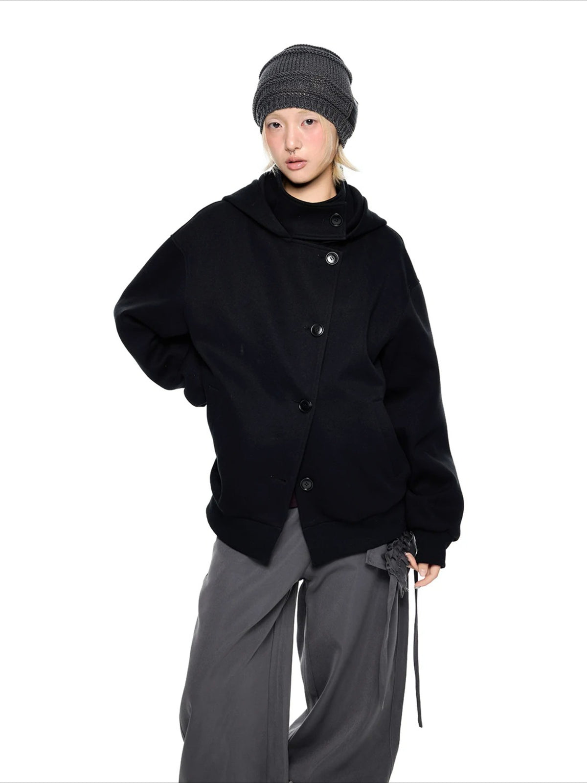 Hooded Wool Blend Jacket