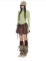 Slim Pleated Long Sleeve Top