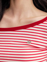 Striped Off-Shoulder Knit Top