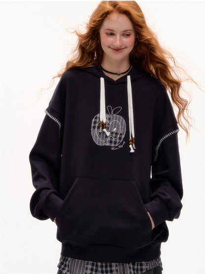 Apple Patch Two-Piece Layered Hoodie
