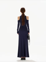Navy Off Shoulder Knit Dress