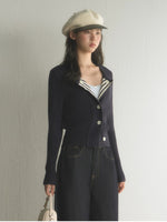 Contrast Stripe Knit Cardigan