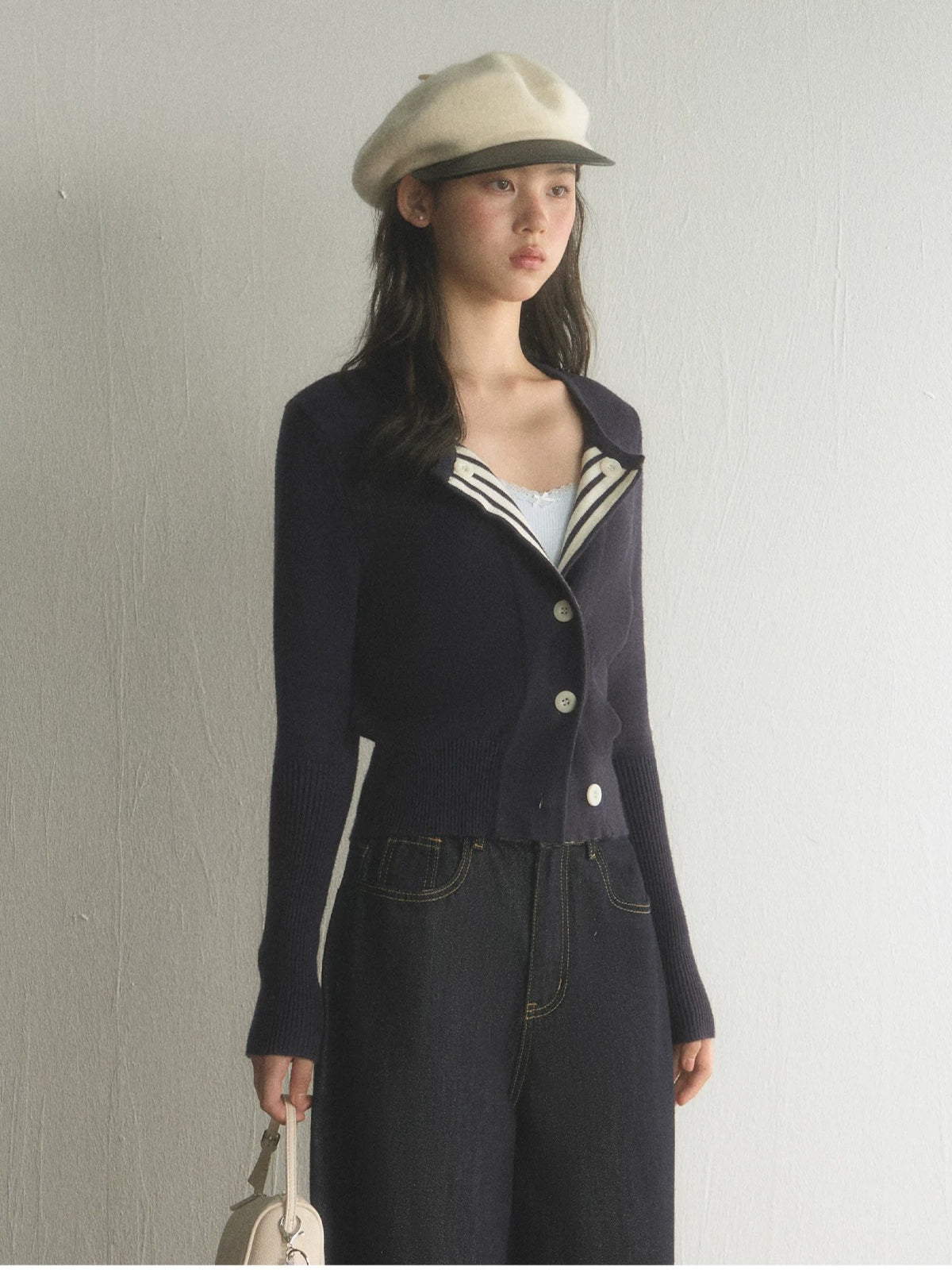 Contrast Stripe Knit Cardigan