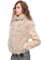 Vintage Faux Fur Panelled Wool-Blend Jacket