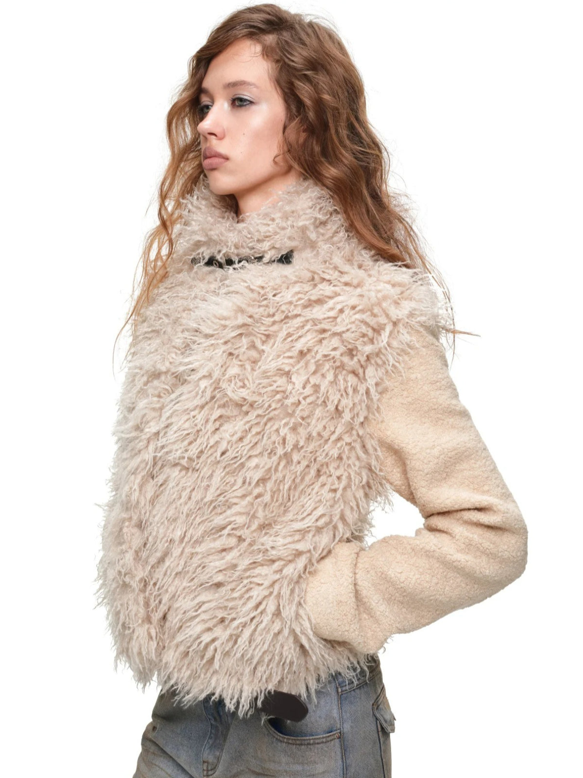 Vintage Faux Fur Panelled Wool-Blend Jacket