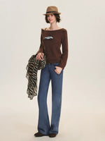 Car Motif Off Shoulder Sweater