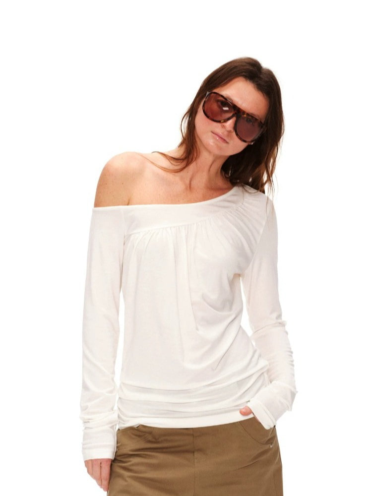Asymmetrical Draped Lyocell Tee