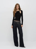 Cut-Out Rib Knit Top