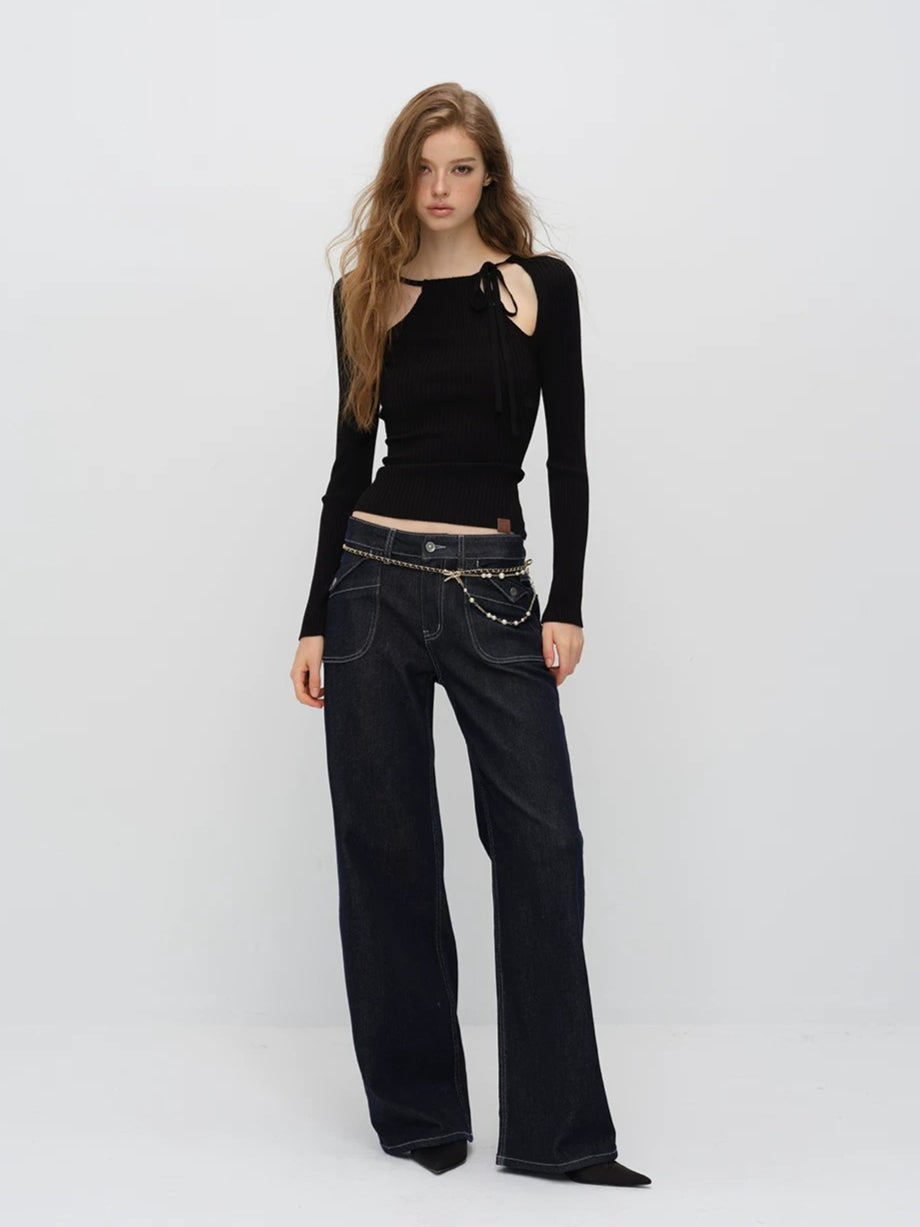 Cut-Out Rib Knit Top