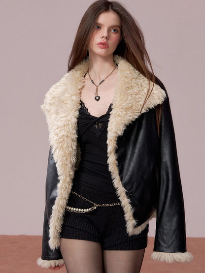 Reversible Faux Fur PU Jacket