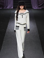 Sailor-Collar Knit Two-Piece Set