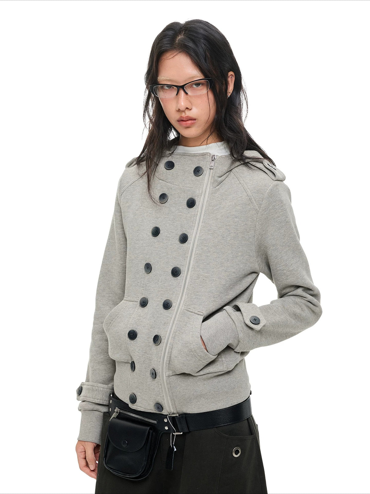 Double-Breasted Utility Cropped Jacket
