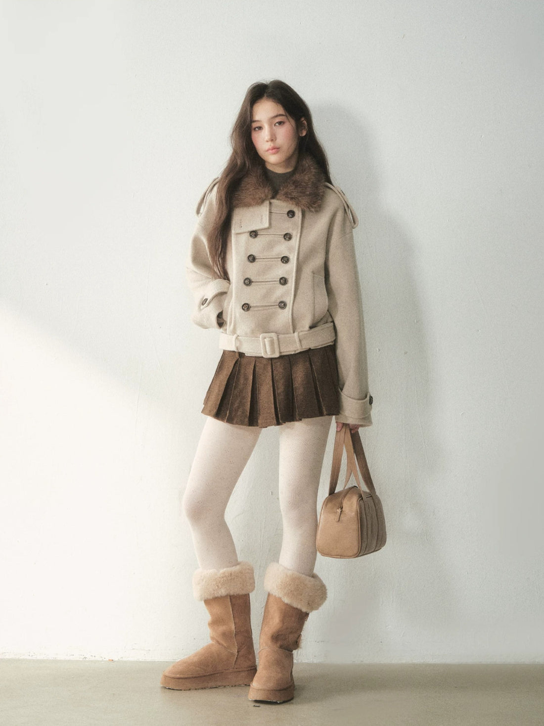 Double-Breasted Wool Cape Coat