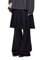 Pleated Skirt Overlay Flare Pants
