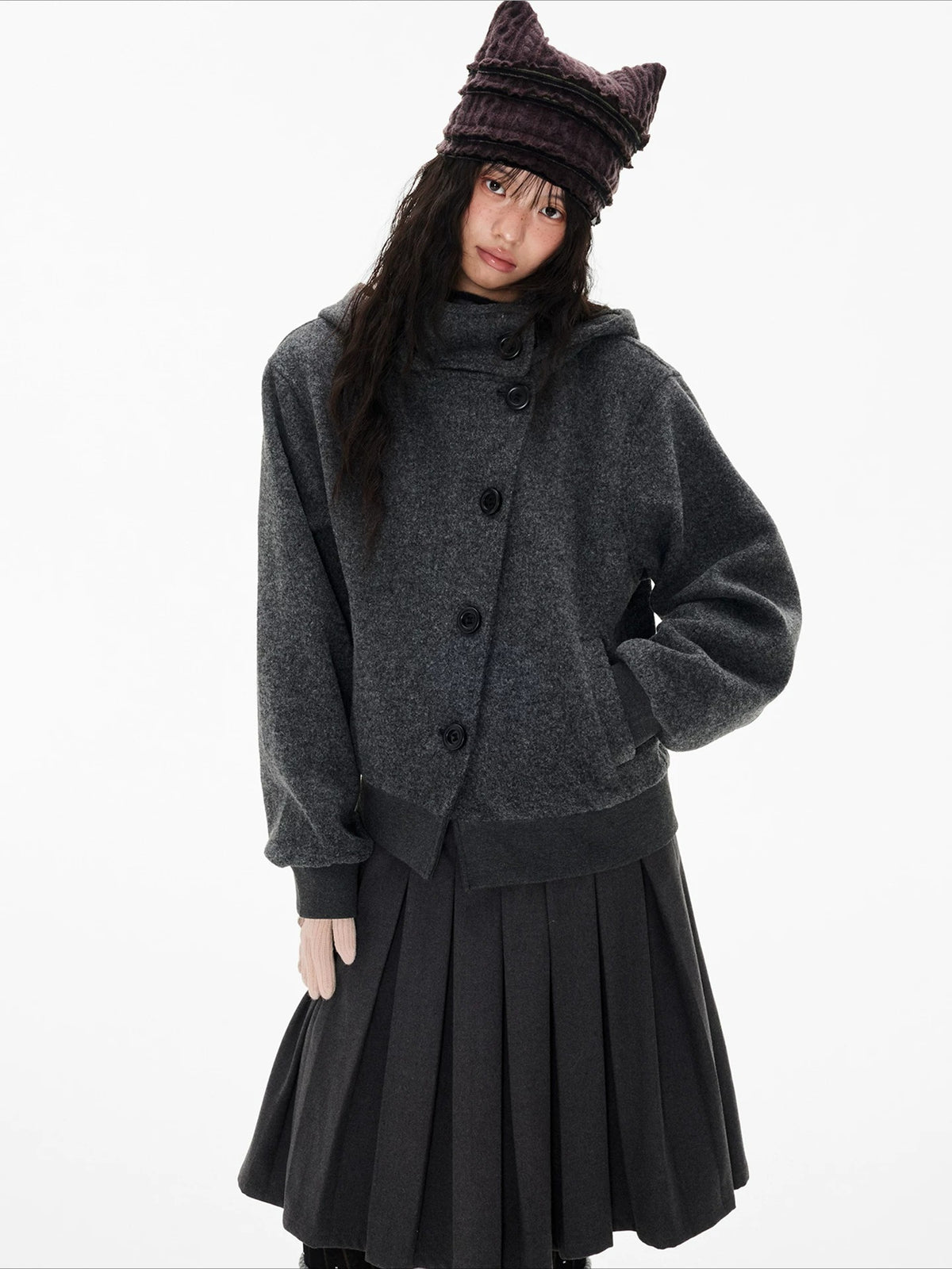 Hooded Button Jacket