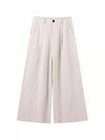 Light Khaki Linen Wide Leg Pants