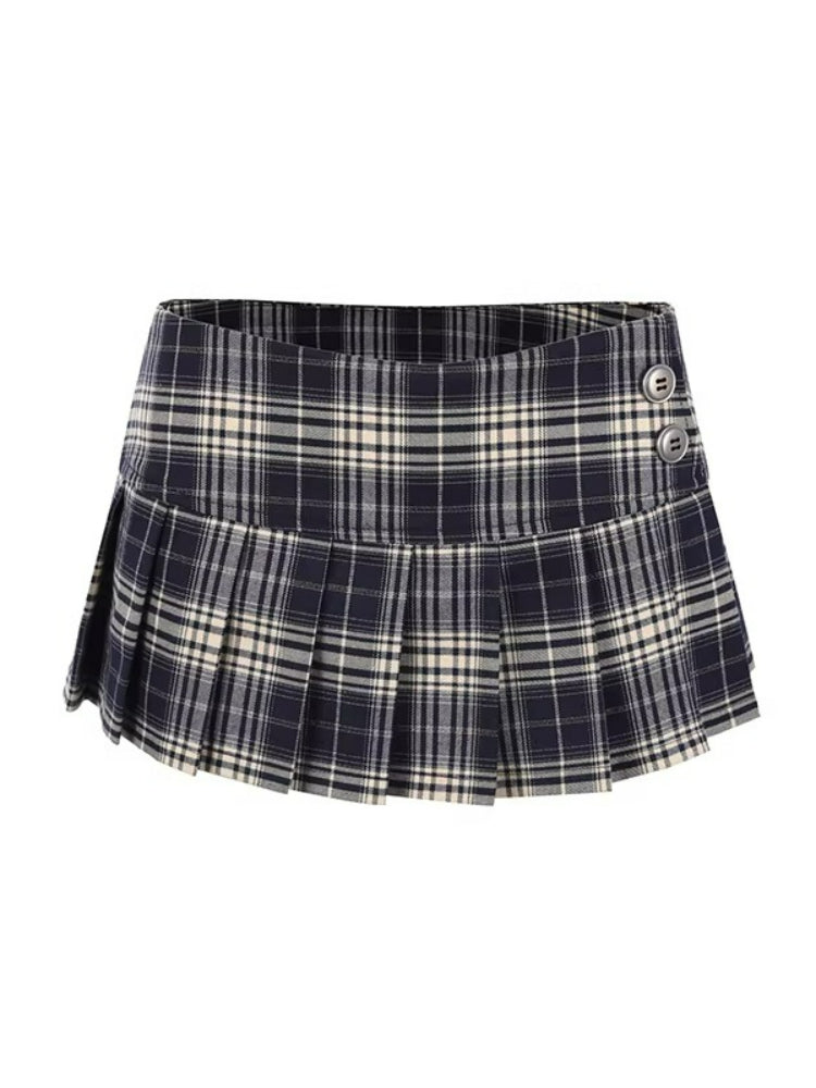 Plaid Pleated Mini Skirt