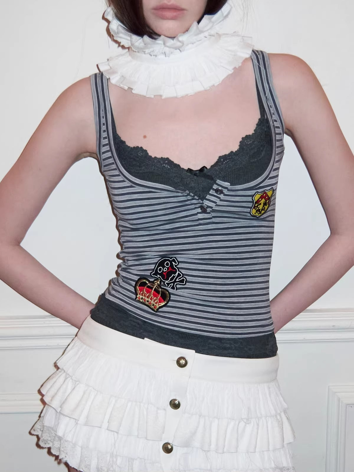 Lace Patchwork Knit Tank