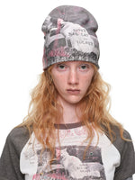 Reversible Cat Print Slouchy Beanie