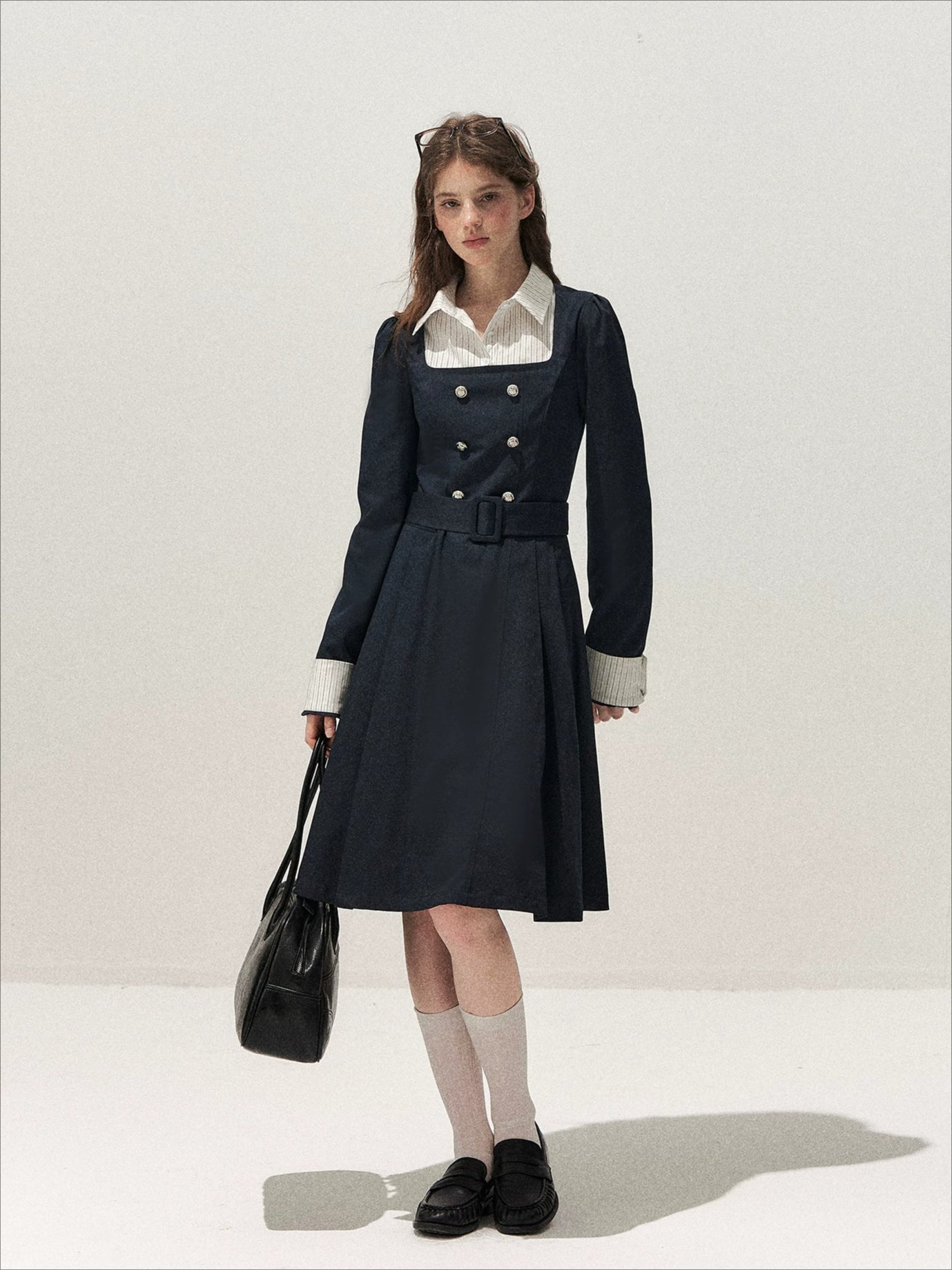 Vintage Mock-Layer Trench Dress