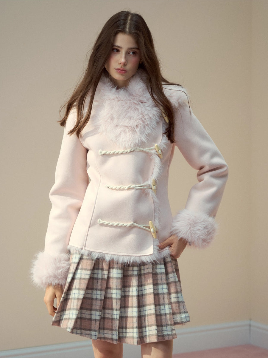 Faux-Suede Toggle Duffle Coat